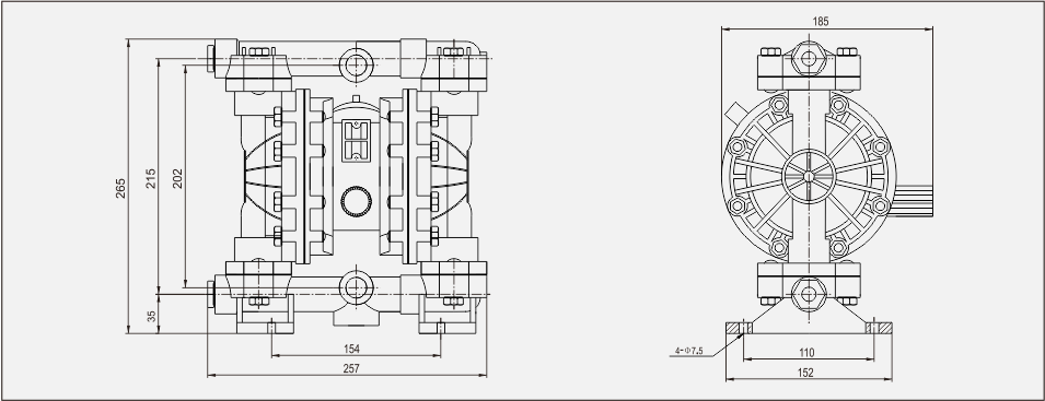 氣動(dòng)隔膜泵QBK-10塑料泵-尺寸
